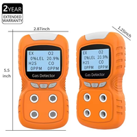 Détecteur de gaz multi-sensoriel portable 4 en 1 certifié CE, détecteur de gaz industriel portable H2S O2 CO LEL pour l'exploitation minière et les espaces confinés