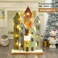 LED Weihnachtsdorf-Häuschen-Set, Hölzerne Schneigelegene Miniatur-Tischdekoration, Batteriebetriebene Warmweiße Lichter, Feiertags-Kamin-Heimdekoration Geschenk