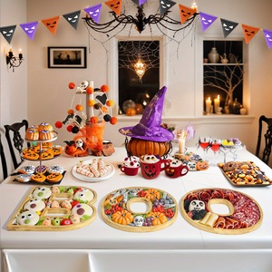 Bandeja de Bambú con Letras BOO, Decoración de Halloween, Plato de Madera para Dulces y Bocadillos, Juego de Vajilla para Fiestas, 30x25cm - Product Image 2