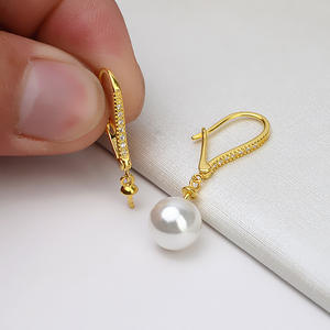 Boucles d'oreilles en argent S925, accessoires, édition argentée avec perles 8-13, boucles d'oreilles détachables, plaque à perles, support DIY, bijoux vides pour femmes, 5404 - Product Image 4