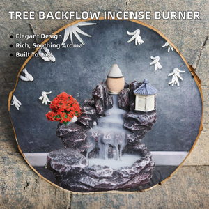 Factory Price 9cm Tree <b>Backflow</b> Aromatic Sandalwood <b>Incense</b> <b>Burner</b> Mysterious Atmosphere Perfect Gift Elegant Craft Holder Base - Product Image 2