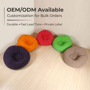 <b>Inflatable</b> Bean Bag Chair Flocking <b>Sofa</b> Air Lounger Lazy Couch Portable Foldable for Indoor Living Room Outdoor Camping - Product Image 2