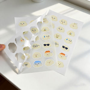 Autocollants décoratifs personnalisés en vinyle DIY, autocollants adhésifs imperméables, motifs mignons de dessins animés et d'émoticônes, feuille d'autocollants prédécoupés - Product Image 6