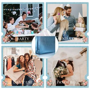 Non Woven Custom Logo Coated Gift Bags 32x28x10 Cm with White Handles for Wedding Party Promotions Eco Friendly Reusable - Product Image 4