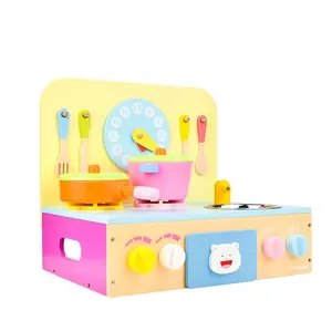 ToyWoo cuisine en bois ensemble de jouets jouer maison trancheuse enfants cuisson petite cuisine cuisinière à gaz