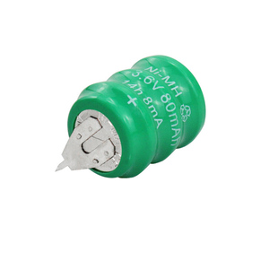 充電式バッテリー 3.6V 60mAh 3.6V 80MAH ニッケルカドミウム/<span class=keywords><strong>NI</strong></span>-<span class=keywords><strong>CD</strong></span> はんだパッド付き 2ピン - Product Image 3