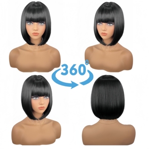 Parrucca Bob Corta Sintetica Naturale per Donna, Ideale per Feste, Halloween, Cosplay e Uso Quotidiano - Product Image 6