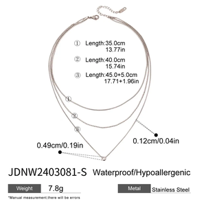 Collana a tre strati J&D Jewelry in acciaio inossidabile impermeabile anti-ossidazione con placcatura in oro PVD 18K, con perline a maglia semplice e catena a serpente - Product Image 6