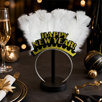 2027 Neujahrsparty Stirnband Frohes Neues Jahr Schwarz-Gold Gestreiftes Feder-Stirnband Neujahrsfeier Dekoration