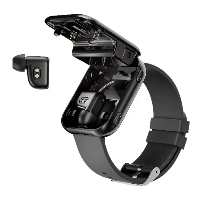 Smart Watch Square TFT Display Carbon Fibre TWS Earbuds Wireless T1 BT Call Heart Rate Sport Fitness Tracker Men Women Life