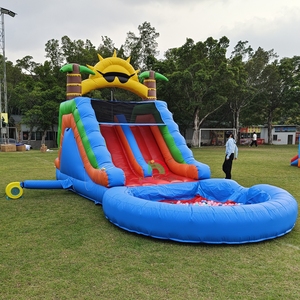 상업용 PVC 이중 레인 풍선 워터 슬라이드 성인 어린이 야외 게임 대형 스플래시 풀과 등반 풍선 슬라이드 - Product Image 4