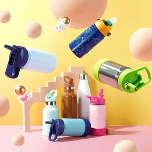Bouteille d'eau isotherme portable en acier inoxydable pour enfants, 350 ml/450 ml, avec couvercle à paille, personnalisable avec logo – Meilleures ventes - Product Image 6