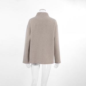 Chaqueta Elegante Marrón de Invierno para Mujer, Chaqueta de Tweed con Cuello Alto y Doble Botonadura para Oficina, Chaqueta de Tweed Informal para Mujer - Product Image 6