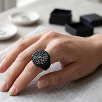 Kabbalah 72 Noms de Dieu, Judaïsme, Bague en Acier Inoxydable Plaqué Or 18K Noir, Cadeau de Fiançailles, Bagues en Acier Inoxydable pour Hommes