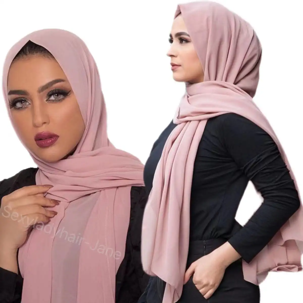 Foulard musulman de couleur personnalisée, châle ethnique en mousseline de soie pour femme, foulard hijab