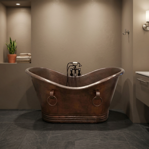 Baignoire autoportante ovale en cuivre antique, luxueuse et durable, modèle CH-799, Uttar Pradesh, pour maison, hôtel, salle de bain, maison indienne - Product Image 1