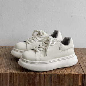 Zapatos Clásicos de Cuero Personalizados Blancos para Hombre y Mujer, Suela Gruesa, Aumento de Altura, Casuales, Transpirables, Deportivos, Moda - Product Image 1