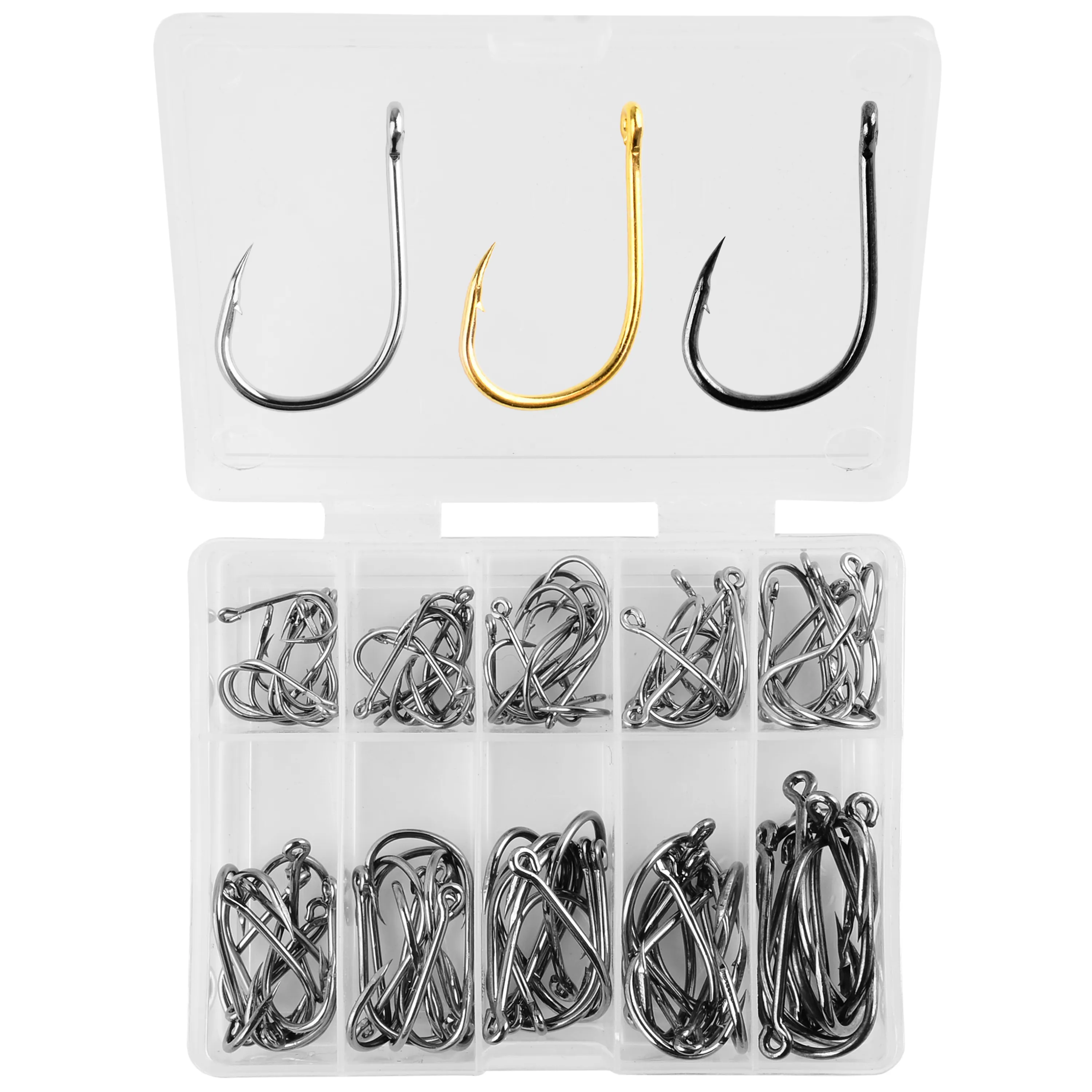 100Pcs Fishing Hooks Set Carbon Steel Single Circle Fishing Hook Sea Tackle Accessories Fly Fishing Jip Barbed Carp Hooks