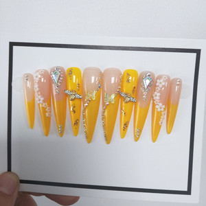 New Fashion Full Cover Extra lange Nägel Hand gefertigte Acryl presse auf Nägeln Set mit Kleber XXXL Falsche Nägel
