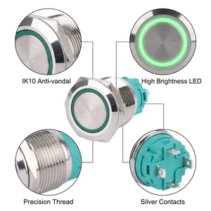 Interrupteur à bouton poussoir LED avec anneau halo Angel Eye 12V 19mm en métal 5 broches pour voiture, camping-car, camion, bateau, moto, avec prise de fil - Product Image 4