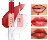 Gloss à lèvres vegan double embout, fini mat, peel-off, teinté, liquide, effet miroir, hydratant, waterproof, longue tenue, OEM