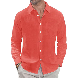 Camicia Premium da <span class=keywords><strong>Uomo</strong></span> a Maniche Lunghe in Cotone e <span class=keywords><strong>Lino</strong></span>, Vestibilità Su Misura, Design <span class=keywords><strong>di</strong></span> Lusso, Raffinata e Sofisticata, <span class=keywords><strong>Abbigliamento</strong></span> Maschile - Product Image 1