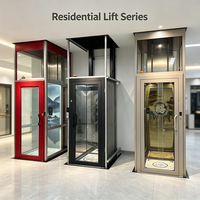 Ascenseur de villa moderne, élévateur résidentiel durable, cabine hydraulique en verre trempé, porte en acier, entrée 2 à 4 étages, 300 kg, certifié CE