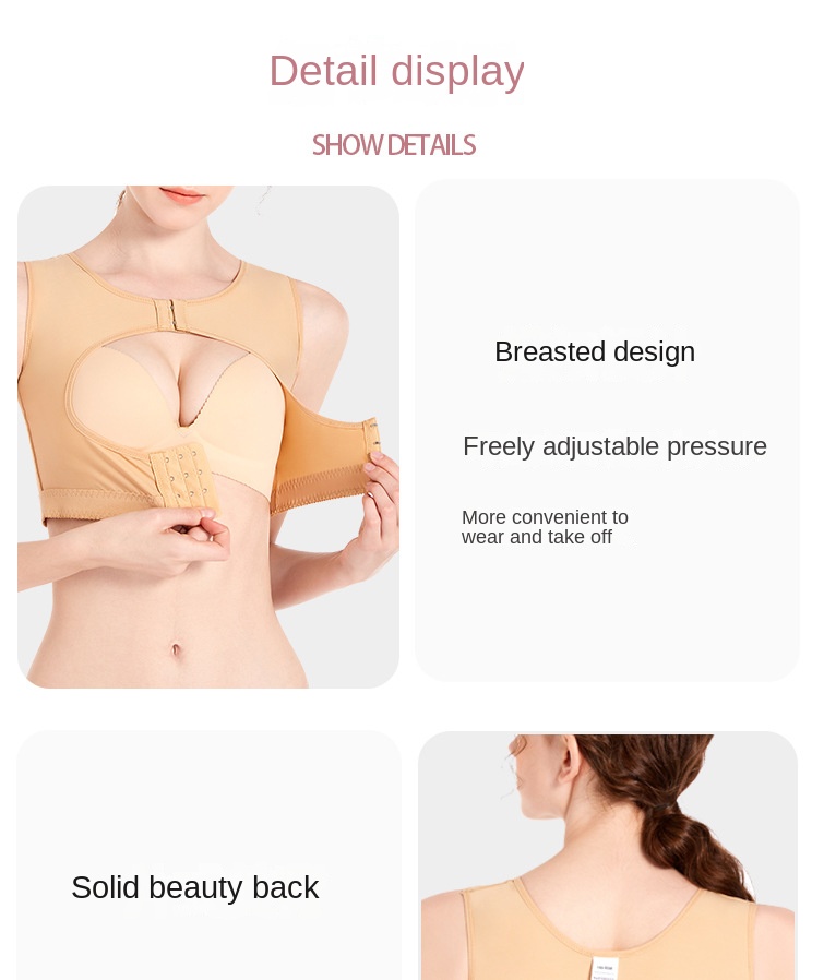 ZOYIAME Best Post-OP Shapewear Breast Back Correction Lipo Vest Shaper Chest Support Open Bust Bra Surgical Compression Garments