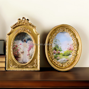 <span class=keywords><strong>Marco</strong></span> DE FOTOS dorado de resina polivinílica simple con soporte negro de cristal 4x6 adorno de foto para decoración del hogar - Product Image 3