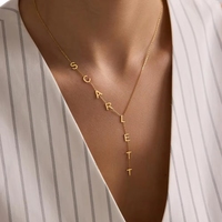 Regalo de San Valentín, Collar de Cadena con Nombre Personalizado en Acero Inoxidable, Chapado en Oro de 18K