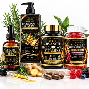 4 Step Hair Support System Private Label Herbal Shampoo Hair Drops <b>Vitamins</b> and <b>Gummies</b> for Daily Beauty Routine - Product Image 1