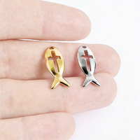 Pendentifs faits à la main en acier inoxydable, bijoux plaqués or, breloques en forme de croix et de poisson pour collier