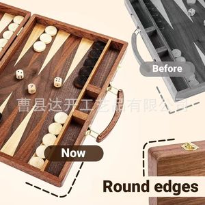 Wooden <b>Backgammon</b> <b>Board</b> Foldable Portable 19in Game Set Tabletop Strategy Game - Product Image 3