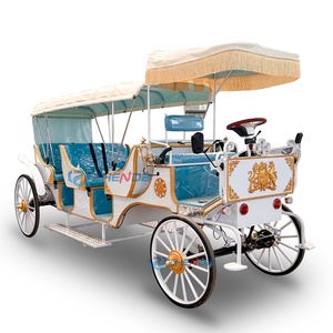 Charrette de tourisme romantique bleue personnalisable, bus de tourisme électrique à toit beige pour parc à thème - Product Image 2