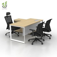 Bureau de direction en forme de L ultra-durable avec montage facile, design moderne, poste de travail de luxe pour PDG