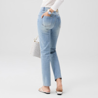 YUANBOFEI Jeans sur mesure de haute qualité pour femmes, jeans blancs de qualité supérieure, coupe slim, denim droit, pantalon élégant pour tous les jours