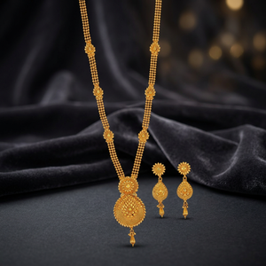Antique Long Women's Necklace <b>Set</b> with Gold Plated Alloy Wedding Engagement Party Gift Jewelry 17605GOLD - Product Image 2
