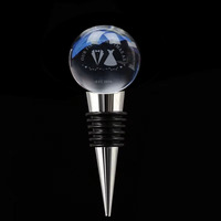 Boule de cristal en vrac Bouchon de vin Boule de gravure laser 3d personnalisée Cadeau de mariage Bouchon de bouteille de vin pour cadeau de Noël en cristal