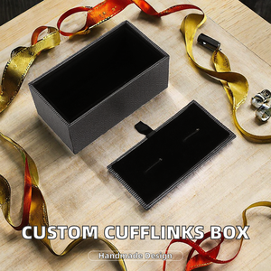 Caja de Lujo Negra para Gemelos de Hombre, Contenedor Acolchado para Joyas, Ideal para Accesorios Formales, Regalos Festivos y Exhibición en Boutiques - Product Image 2