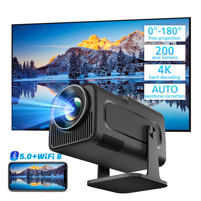 Hotack Hot Selling HY320MINI Smart Android WIFI Proyector LED LCD Portable Mini 1080P Home Theater Projector 4K