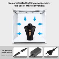 PULUZ 40cm 16 Inch Kotak Lampu Fotografi Lipat Putih, Lampu Dapat Diredupkan, Studio Pencahayaan Foto, Tenda Pemotretan (Colokan EU)