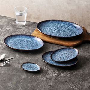 Creative Kiln Transformation Blue <b>Ceramic</b> Cloth Patterned Western Style Steak <b>Plate</b> Charger Dining Dishes <b>Plates</b> - Product Image 6