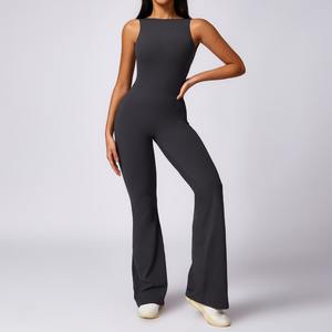 Body de yoga Peach Butt Lifting pour femme avec bas du dos et jambes évasées | Vêtements de sport Onesie d'entraînement sexy | <span class=keywords><strong>Justaucorps</strong></span> de danse Pilates - Product Image 2