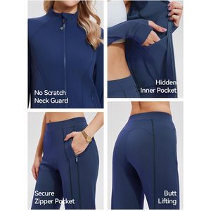 Conjunto Deportivo de Dos Piezas para Mujer, Chaqueta Ajustada con Doble Cremallera, Pantalones de Pierna Recta, Secado Rápido, para Golf, Spandex y Poliéster - Product Image 5