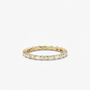 Anillo de Eternidad con Diamantes Baguette de Corte Radiante, Oro Blanco y Amarillo, Joyería Fina, Claridad SI, Diseño Cubano, Certificado IGI - Product Image 1