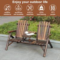 Banc en bois pour 2 personnes, table de terrasse en bois pour l'extérieur, canapé double adapté pour la terrasse, la pelouse, la piscine, le jardin