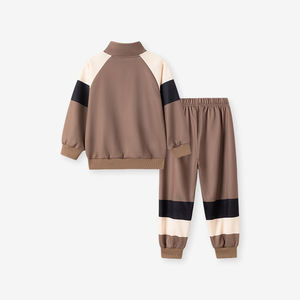 Completi per Bambini di Alta Qualità, Felpa a Maniche Lunghe Color Kaki con Pantaloni, Motivo Cartoon, Tessuto in Lana Pettinata per Autunno, 2-7 Anni - Product Image 2