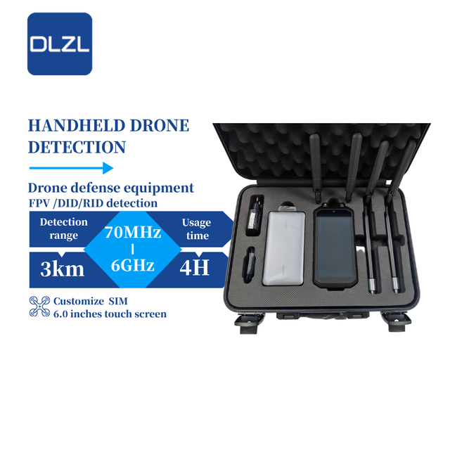 DLZL Handheld WiFi Drone Detector Remote Control FPV UAV Detection 70MHz-6GHz 0-3km 99%+ Rate 5S Security 15 Drones 0~60km/h