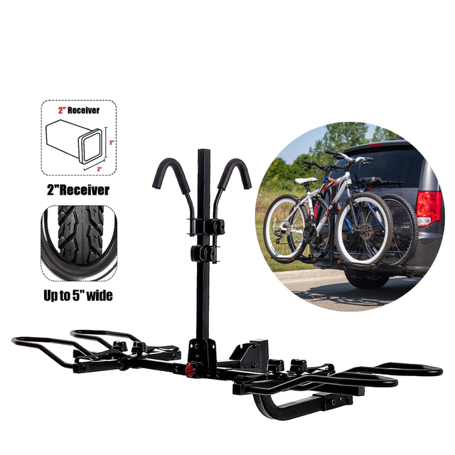 Universal Steel Platform Tray Foldable Hitch Mounted Two E-bike Bike Bicycle Van Pickup Car Suv Truck Rear Carrier Rack