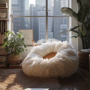 أريكة كسولة على شكل زهرة الأقحوان، كرسي أرضي مريح من القطيفة، مقعد منزلي دافئ، أثاث لغرفة المعيشة - Product Image 3